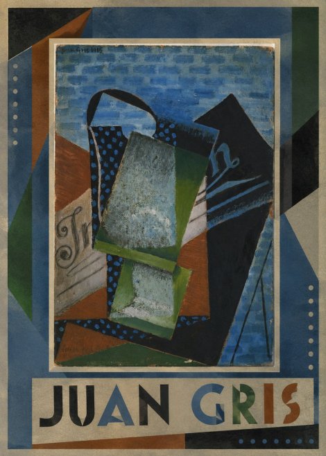 Juan Gris Still Life with Fruit Bowl and Bottle No1 - Affiche