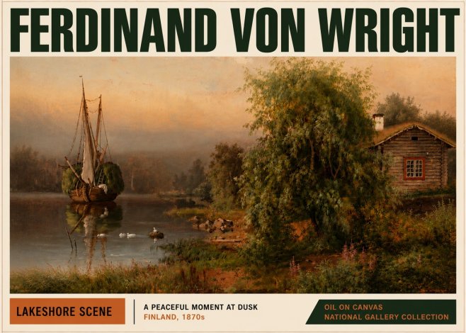 Ferdinand von Wright Lakeshore Scene No5 - Affiche