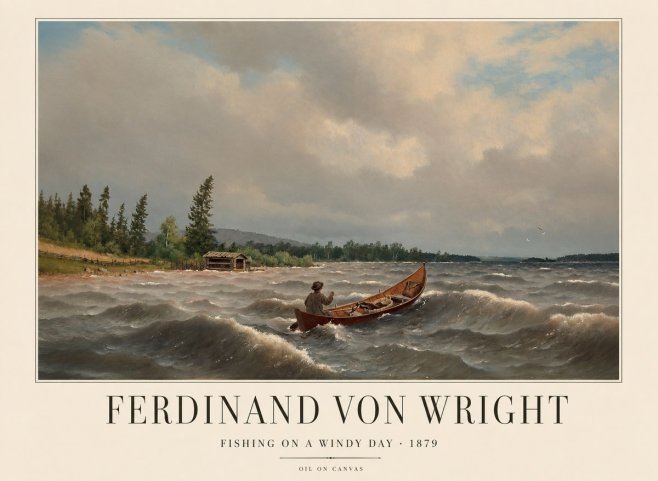 Ferdinand von Wright Fishing on a Windy Day No1 - Affiche