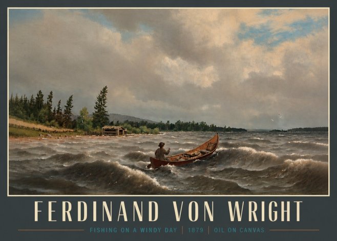 Ferdinand von Wright Fishing on a Windy Day No4 - Affiche