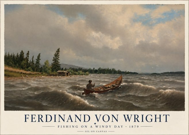 Ferdinand von Wright Fishing on a Windy Day No6 - Affiche