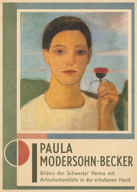 Paula Modersohn-Becker Bildnis Der Schwester Herma Mit Artischockenblüte in Der Erhobenen Hand No2 - Affiche