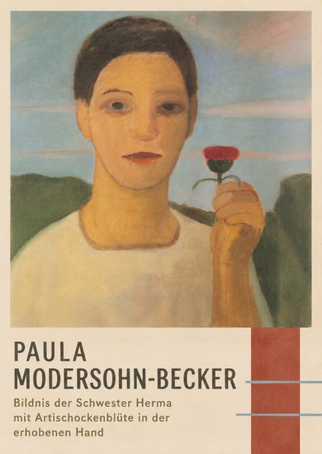 Paula Modersohn-Becker Bildnis Der Schwester Herma Mit Artischockenblüte in Der Erhobenen Hand No4 - Affiche