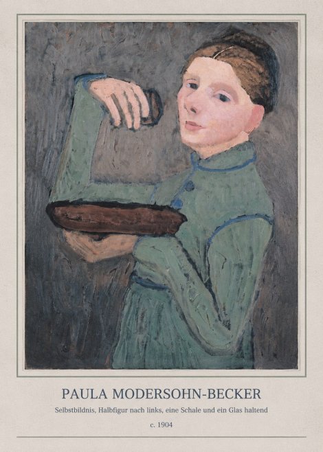 Paula Modersohn-Becker Selbstbildnis, Halbfigur Nach Links, Eine Schale Und Ein Glas Haltend No4 - Affiche