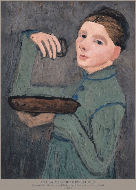 Paula Modersohn-Becker Selbstbildnis, Halbfigur Nach Links, Eine Schale Und Ein Glas Haltend No6 - Affiche