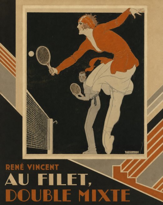 René Vincent Au Filet, Double Mixte No2 - Affiche