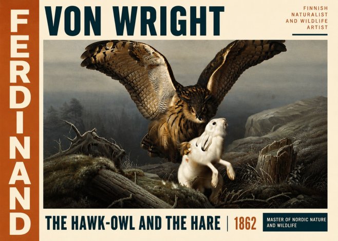 Ferdinand von Wright The Hawk-owl and the Hare No5 - Affiche