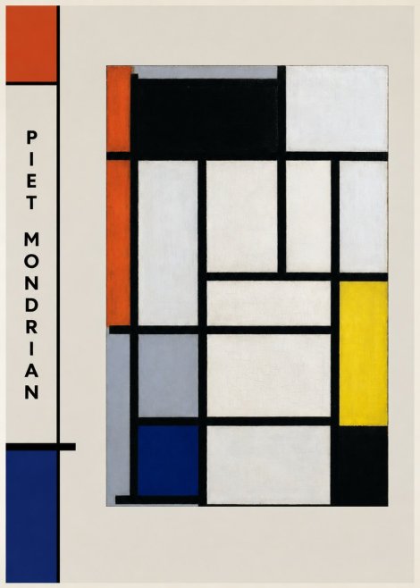 Piet Mondrian Composition with Red, Blue and Yellow No2 - Affiche