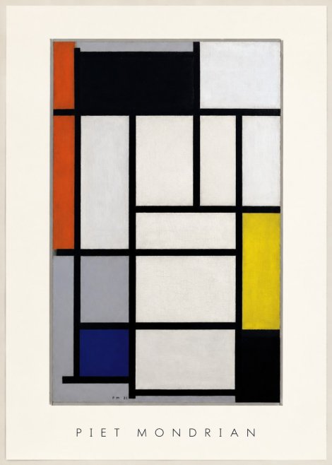 Piet Mondrian Composition with Red, Blue and Yellow No3 - Affiche