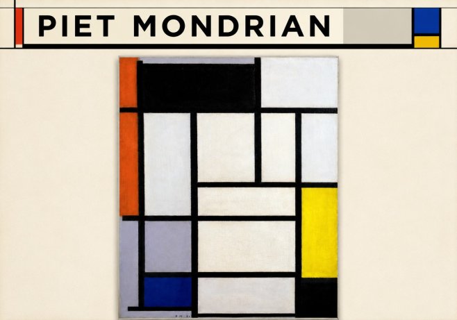 Piet Mondrian Composition with Red, Blue and Yellow No6 - Affiche