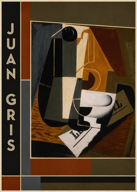 Juan Gris Glass and Bottle No2 - Affiche