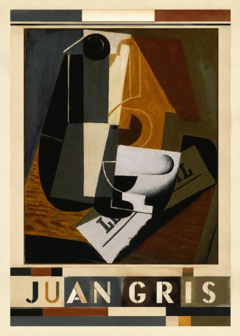 Juan Gris Glass and Bottle No3 - Affiche
