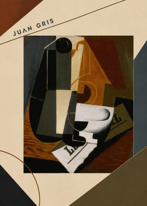 Juan Gris Glass and Bottle No6 - Affiche