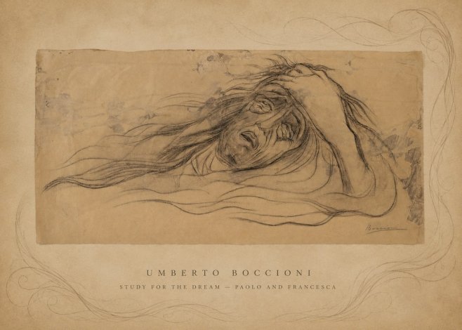 Umberto Boccioni Study for the Dream — Paolo and Francesca No5 - Affiche
