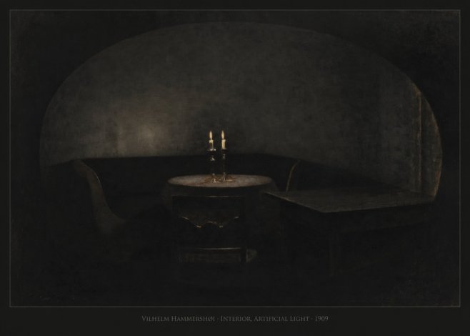 Vilhelm Hammershøi Interior, Artificial Light No5 - Affiche
