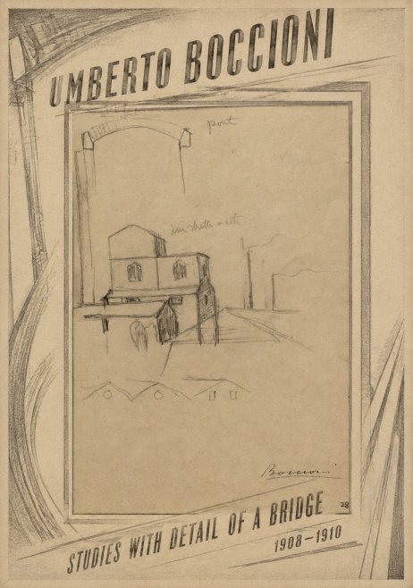 Umberto Boccioni Studies with Detail of a Bridige No6 - Affiche