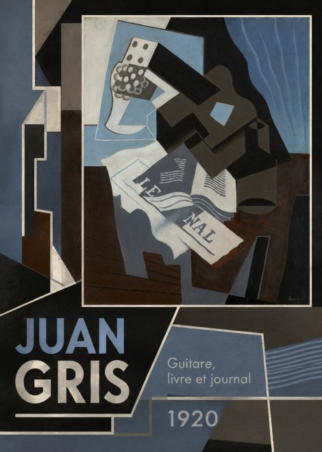 Juan Gris Guitare, Livre Et Journal No4 - Affiche