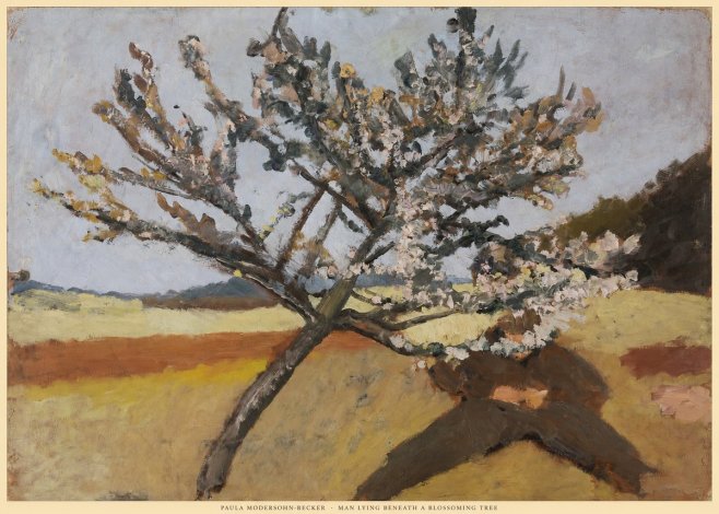 Paula Modersohn-Becker Man Lying Beneath a Blossoming Tree No6 - Affiche