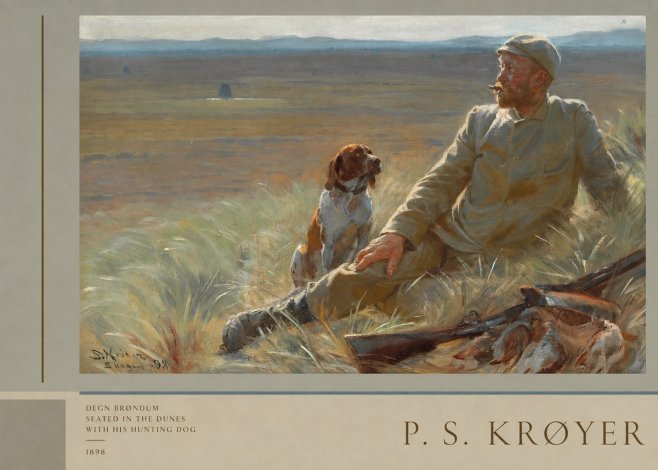 P.S. Krøyer Degn Brøndum Seated in the Dunes with His Hunting Dog No2 - Affiche