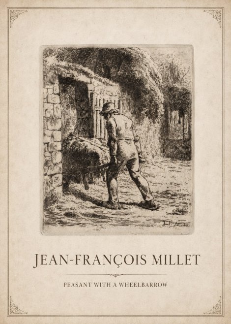 Jean-François Millet Peasant with a Wheelbarrow No1 - Affiche