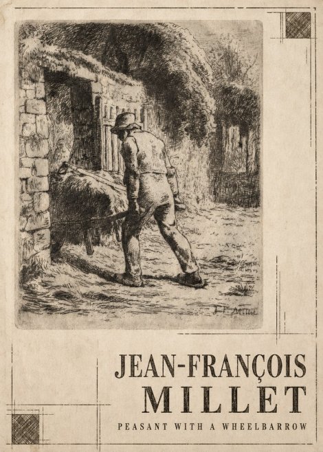 Jean-François Millet Peasant with a Wheelbarrow No3 - Affiche