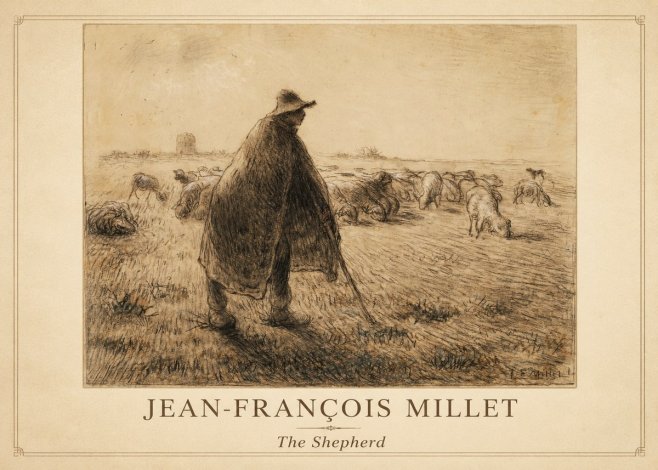 Jean-François Millet The Shepherd No1 - Affiche