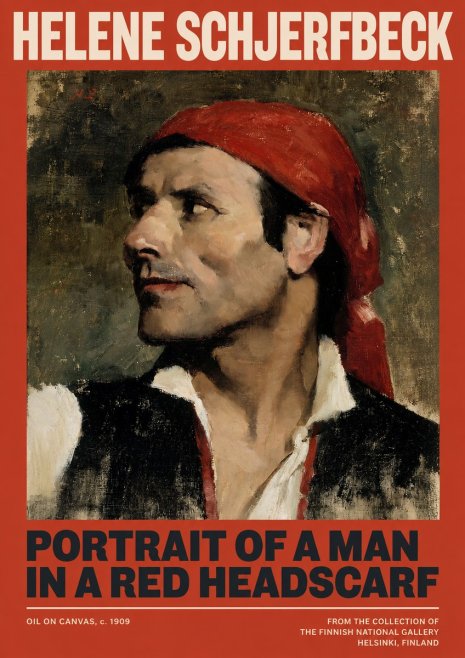 Helene Schjerfbeck Portrait of a Man in a Red Headscarf No2 - Affiche