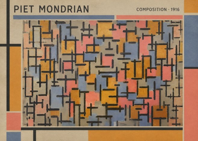 Piet Mondrian Composition No1 - Affiche