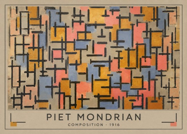 Piet Mondrian Composition No3 - Affiche