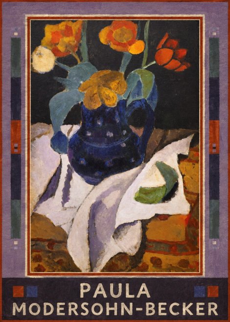 Paula Modersohn-Becker Still Life with Blue Jug and Flowers No1 - Affiche