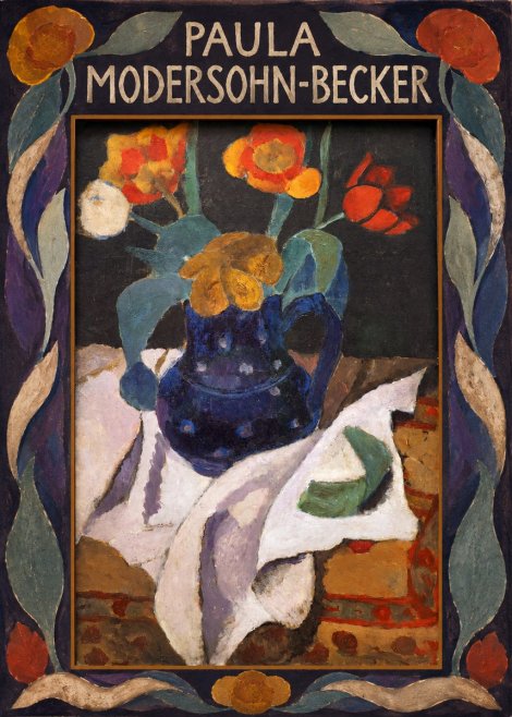 Paula Modersohn-Becker Still Life with Blue Jug and Flowers No3 - Affiche