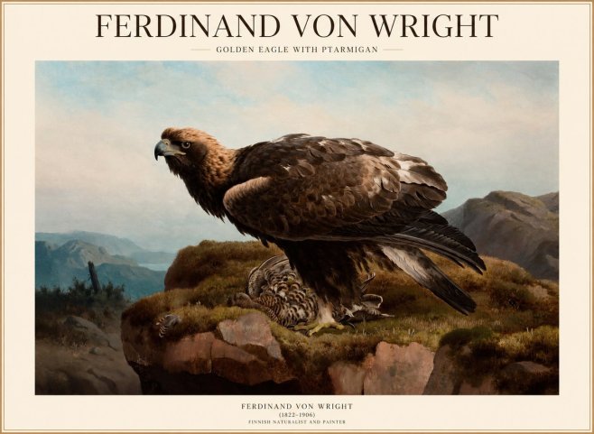 Ferdinand von Wright Golden Eagle with Ptarmigan No1 - Affiche