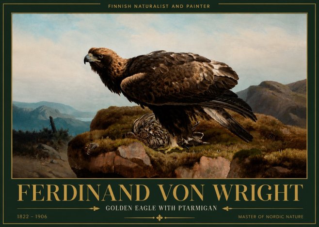 Ferdinand von Wright Golden Eagle with Ptarmigan No6 - Affiche