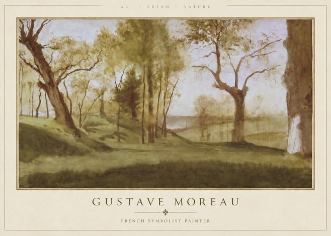 Gustave Moreau Wooded River Landscape No4 - Affiche