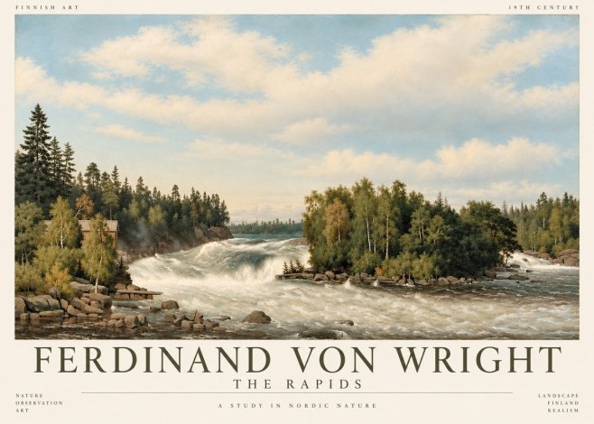 Ferdinand von Wright Rapids in a Finnish River No6 - Affiche
