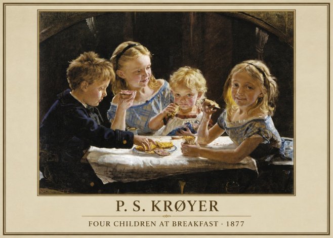 P.S. Krøyer Four Children at Breakfast No4 - Affiche