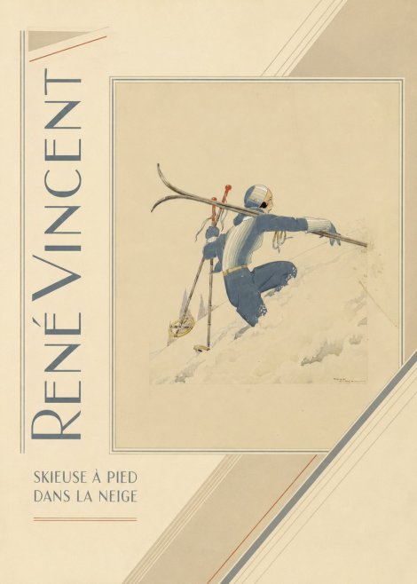 René Vincent Skieuse À Pied Dans La Neige No2 - Affiche