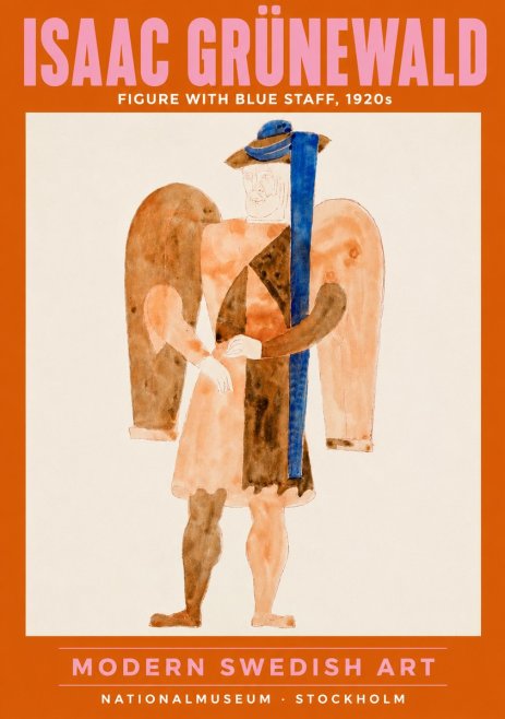 Isaac Grünewald Figure with Blue Staff No2 - Affiche
