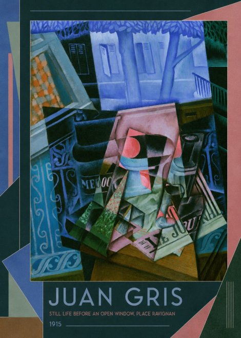 Juan Gris Still Life Before an Open Window, Place Ravignan No4 - Affiche