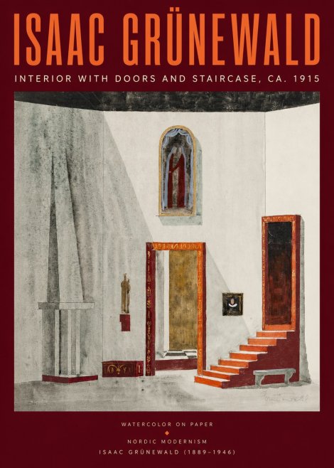 Isaac Grünewald Interior with Doors and Staircase, Ca. 1915 No2 - Affiche
