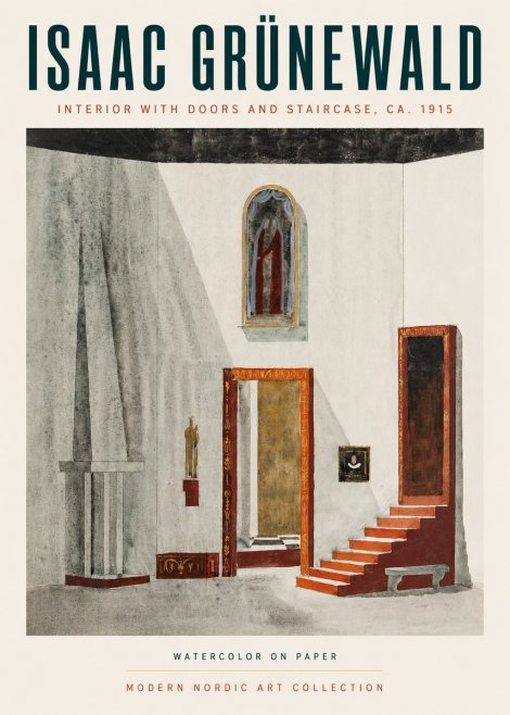 Isaac Grünewald Interior with Doors and Staircase, Ca. 1915 No3 - Affiche