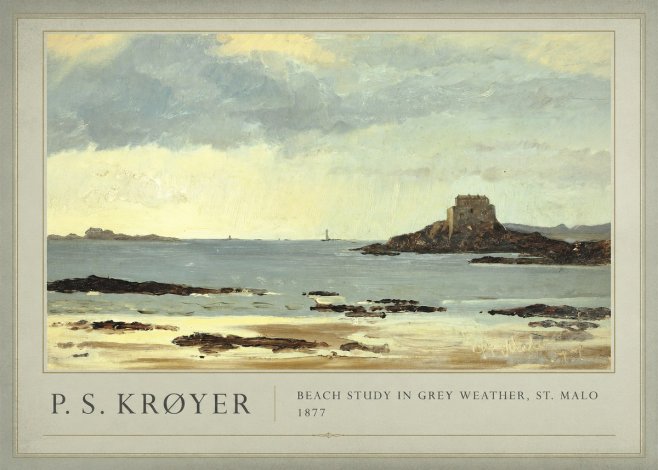 P.S. Krøyer Beach Study in Grey Weather, St. Malo No1 - Affiche