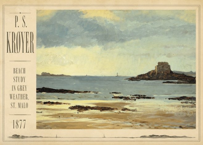 P.S. Krøyer Beach Study in Grey Weather, St. Malo No2 - Affiche
