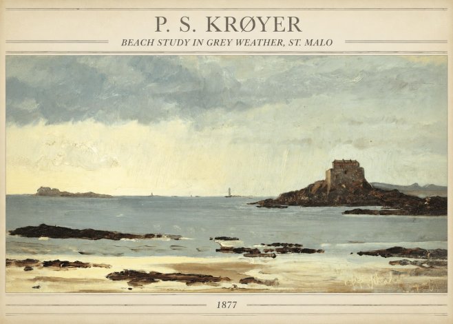 P.S. Krøyer Beach Study in Grey Weather, St. Malo No3 - Affiche