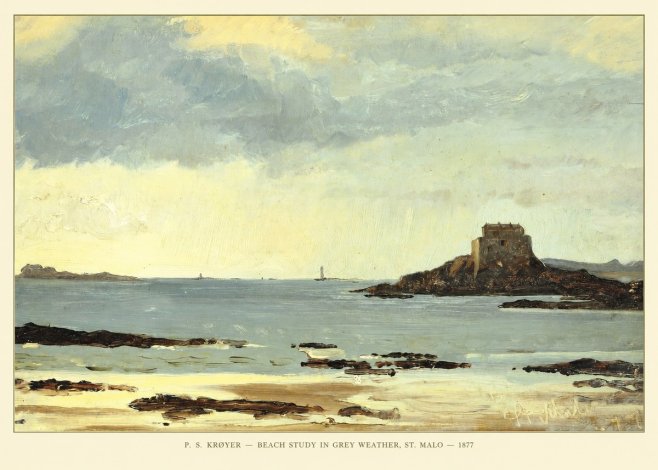 P.S. Krøyer Beach Study in Grey Weather, St. Malo No5 - Affiche