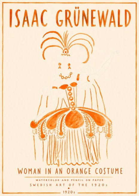 Isaac Grünewald Woman in an Orange Costume No6 - Affiche