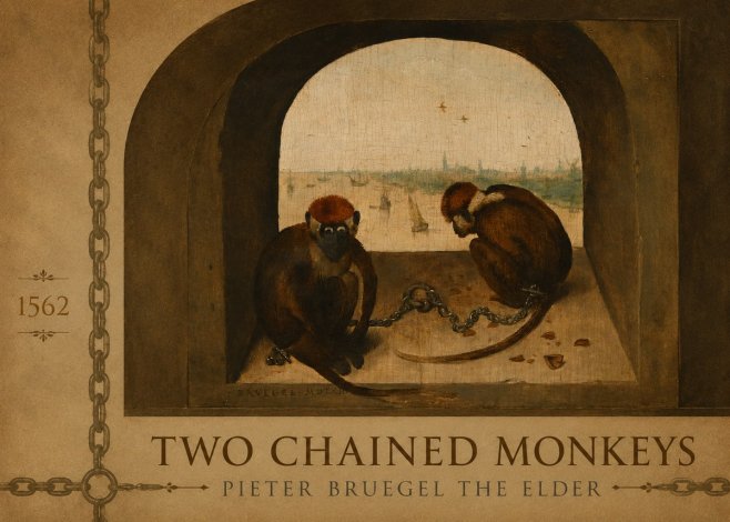 Pieter Bruegel Two Chained Monkeys I No2 - Affiche