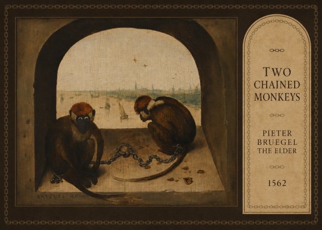 Pieter Bruegel Two Chained Monkeys I No3 - Affiche