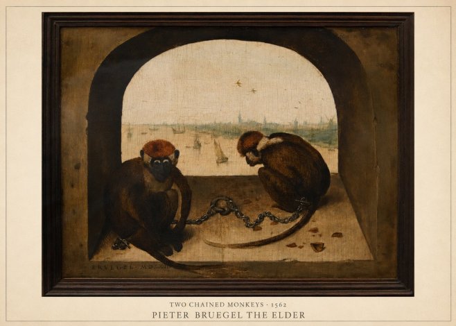 Pieter Bruegel Two Chained Monkeys I No4 - Affiche