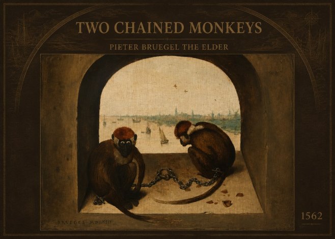 Pieter Bruegel Two Chained Monkeys I No5 - Affiche